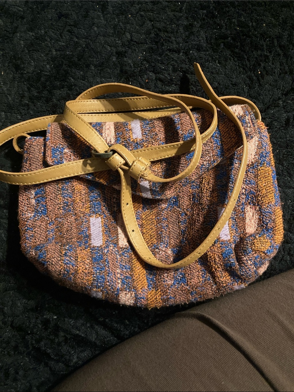 Stylish Mustard Multicolor Woven Crossbody Bag